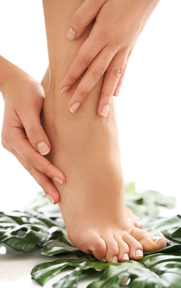 Skin care. Feet in close-up